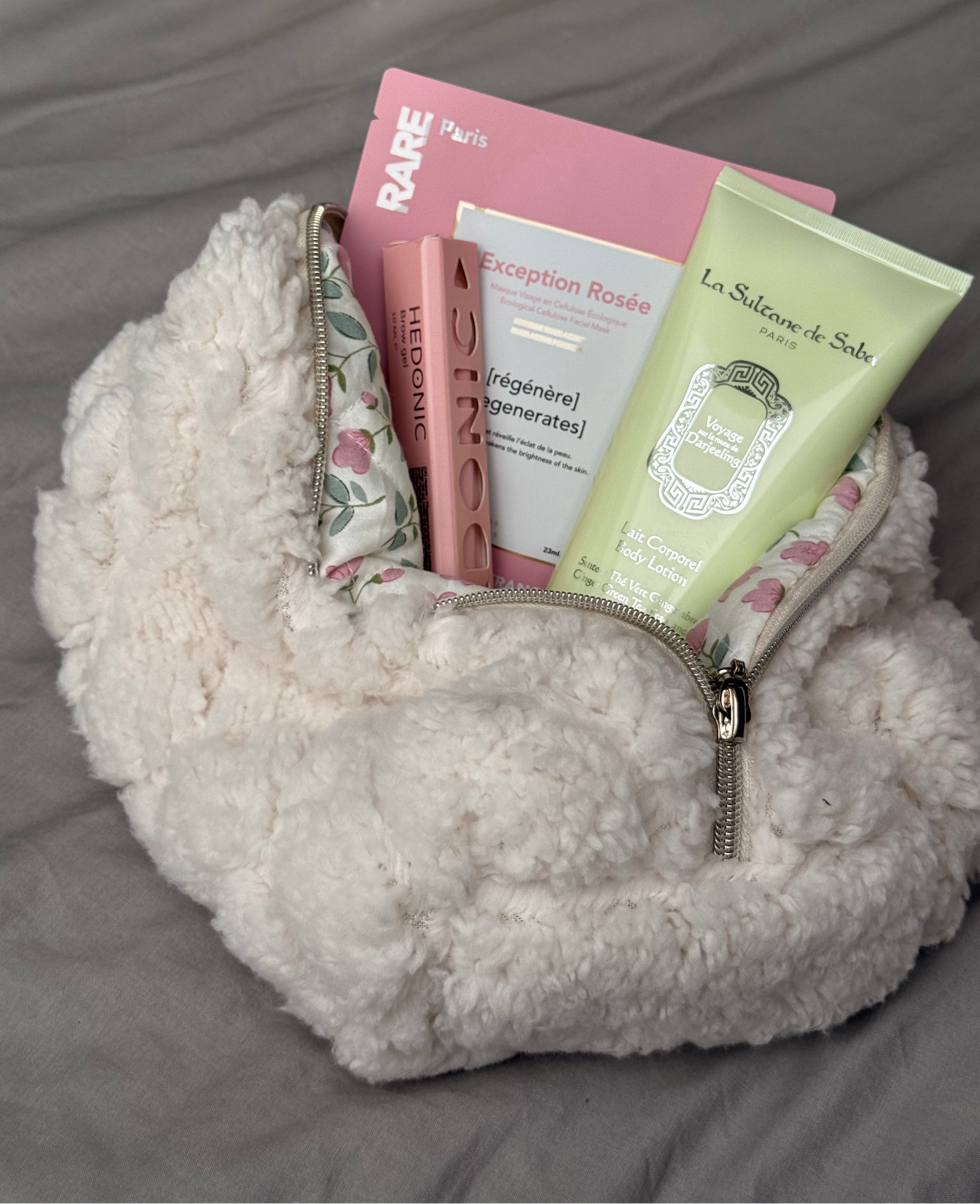 Kosmetiktasche – Teddy mit Blumenmuster innen – 24 cm