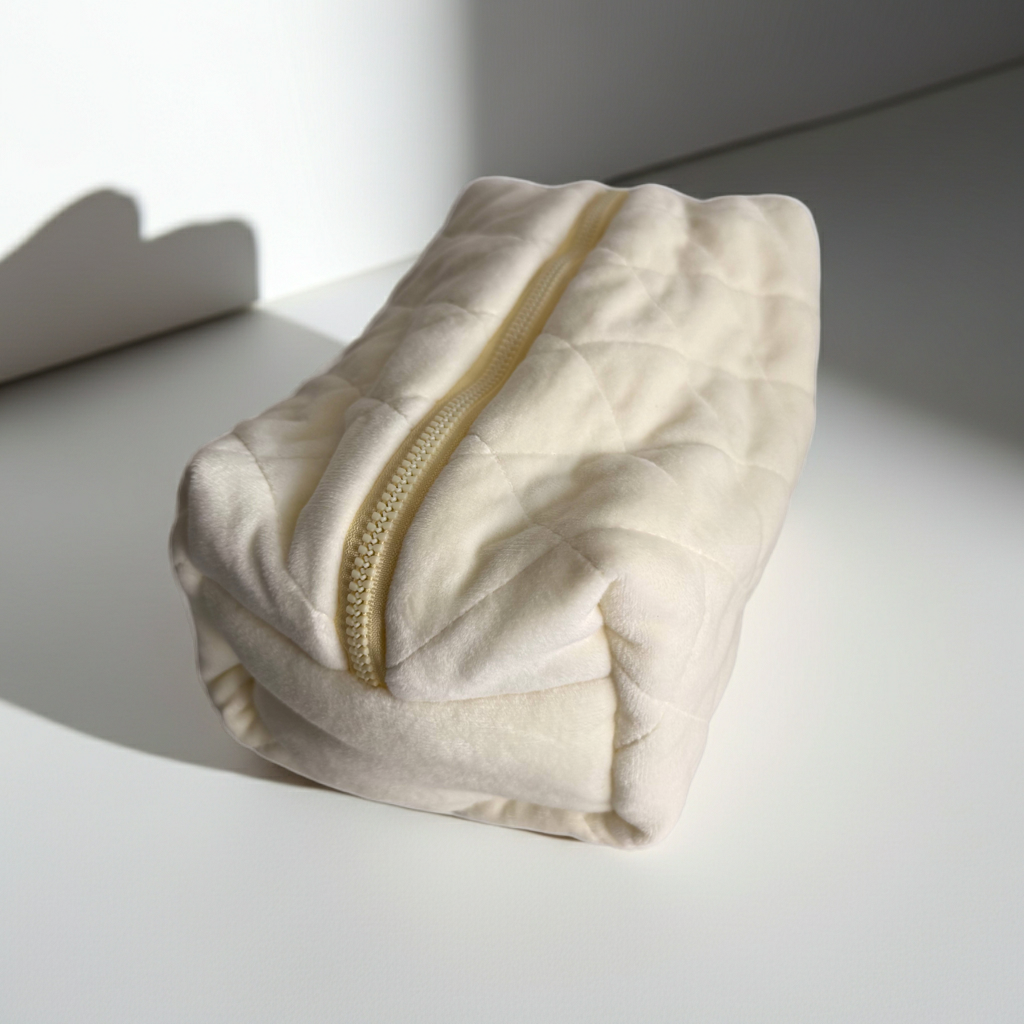 Kosmetiktasche – Sanftes Gelb mit Blumenmuster innen – 24 cm